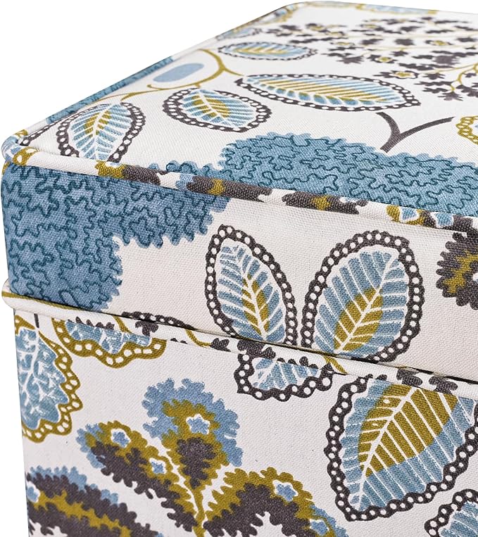 Adeco 18 Inch High Cube Ottoman Storage, Linen Chair Foot Stools, Upholstered - Image 6