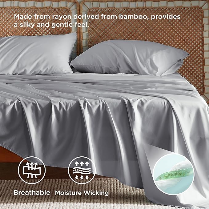 Bedsure King Size Sheet Set, Cooling Sheets, Rayon Derived from Bamboo - Image 5