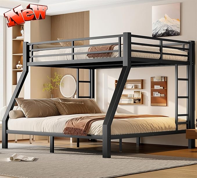 Upgraded Version Thicken Metal Queen Over King Bunk Bed, Heavy-Duty Steel King by Unknown