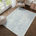Blue Area Rug 3x5 Office Entryway Rug Machine Washable Kitchen Vintage by PureCozy