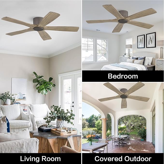 WINGBO 48" Flush Mount DC Ceiling Fans without Lights, 5 Carved Solid Wood - Image 9