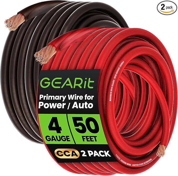 GEARit 4 Gauge Wire Copper Clad Aluminum CCA by GEARit