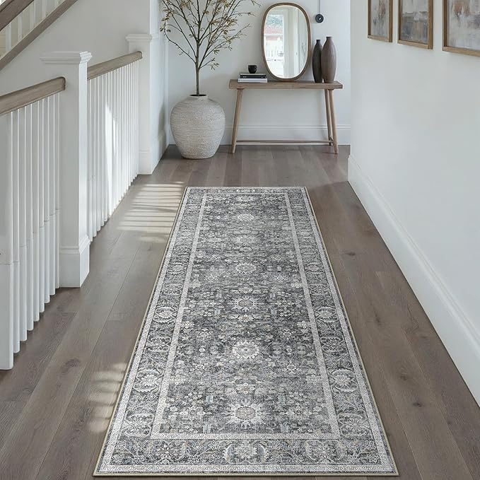 Blue 2x6 Runner Rug Hallway Non Slip Kitchen Vintage Distressed Long Carpet - Image 4