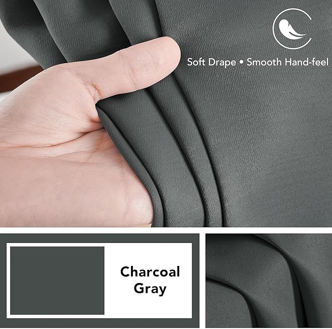 Deconovo Blackout Curtains, Thermal Insulated, W38 x L84 2 Panels, Back Tab - Image 7