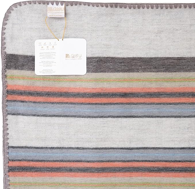 QISU Alpaca Wool Blanket Throw | Large, Variegated | 85 x 65 inches | Ultra-Soft - Image 5