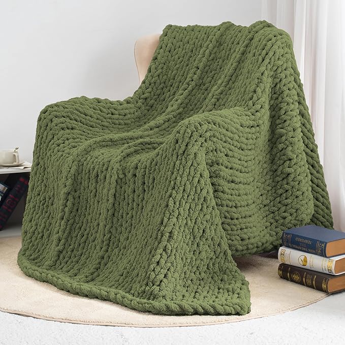 Chunky Knit Throw Blanket 60"X 80", 100% Handmade - Image 9