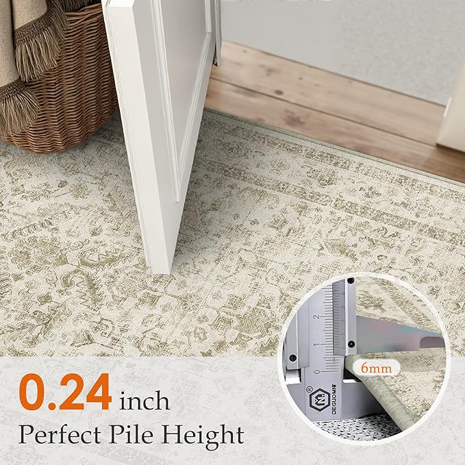 Taupe 2x3 Entryway Rug Vintage Area Carpet Indoor Kitchen Washable Door Mat - Image 2