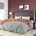 Allewie King Size Velvet Bed Frame/Vertical Channel Tufted Wingback by Allewie