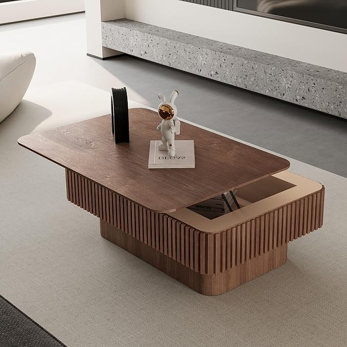 LKTART Lift Top Coffee Table for Living Room, Accent Fluted Coffee Table - Image 8