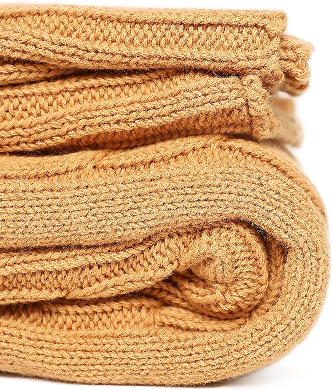 100% Cotton Cable-Knit Throw Blanket: 60" x 70", Ultra Soft, Breathable - Image 4