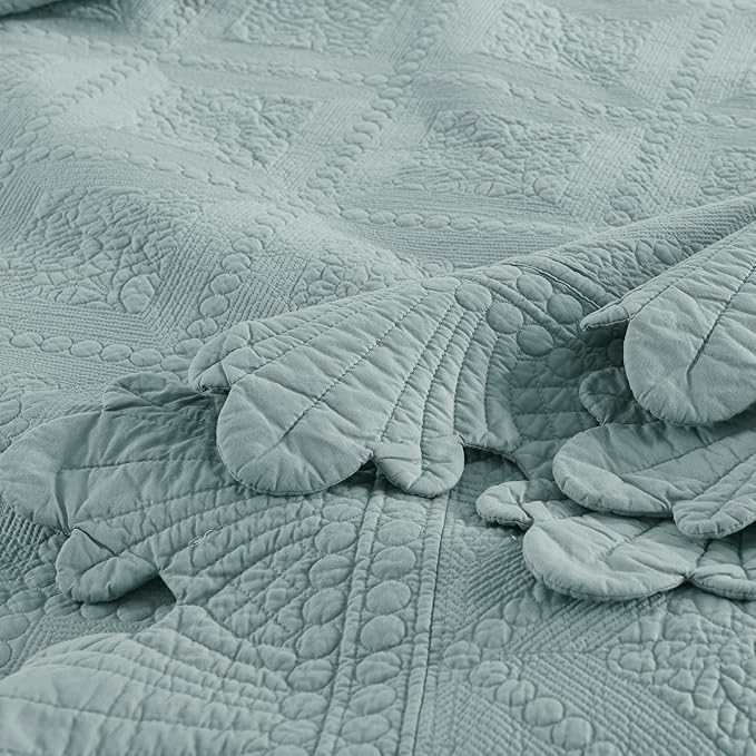MarCielo 3-Piece 100% Cotton Oversized Bedspread Lightweight Quilt Coverlet - Image 7