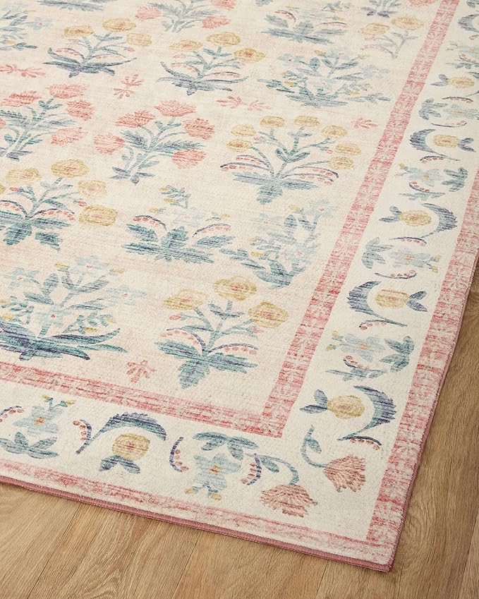 Loloi Rifle Paper Co. Eden Collection EDE-01 Mughal Rose Blush 2'-0" x 5'-0" - Image 7