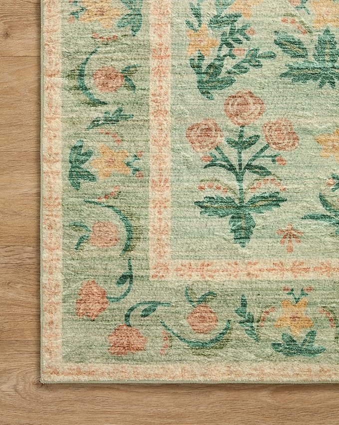 Loloi Rifle Paper Co. Eden Collection EDE-01 Mughal Rose Moss 3'-6" x 5'-6" - Image 6
