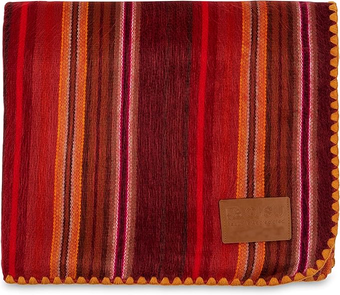 QISU Alpaca Wool Blanket Throw | Large, Variegated | 85 x 65 inches | Ultra-Soft by QISU