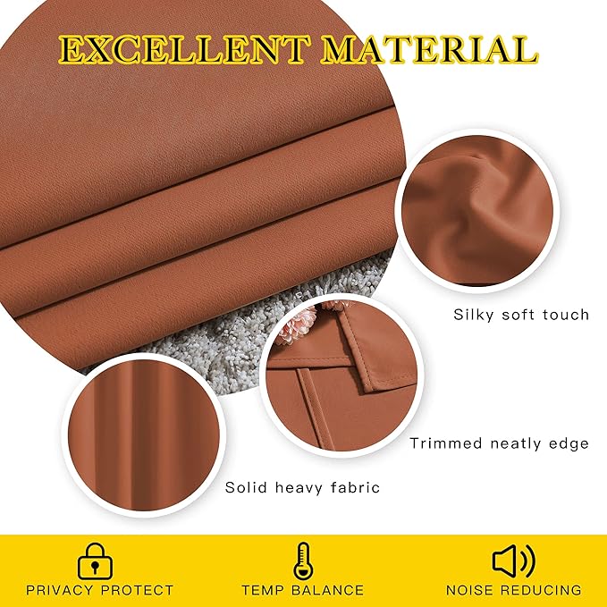 NICETOWN Burnt Orange Curtains 84 inches Long, Grommet Room Darkening Thermal - Image 4