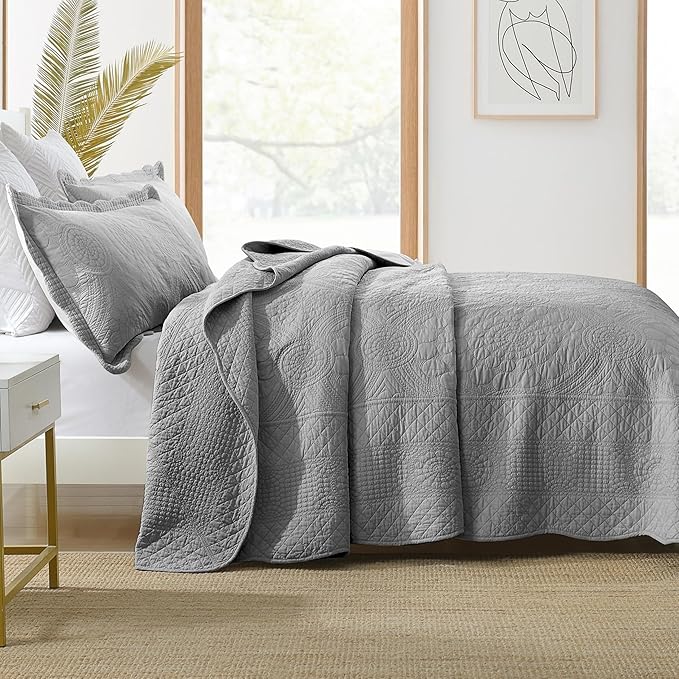 MarCielo 3-Piece 100% Cotton Oversized Bedspread Lightweight Quilt Coverlet - Image 4
