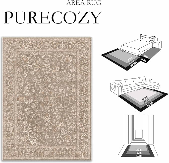 3x5 Deep Brown Area Rug Non Slip Vintage Office Entryway Rug Distressed Machine - Image 9