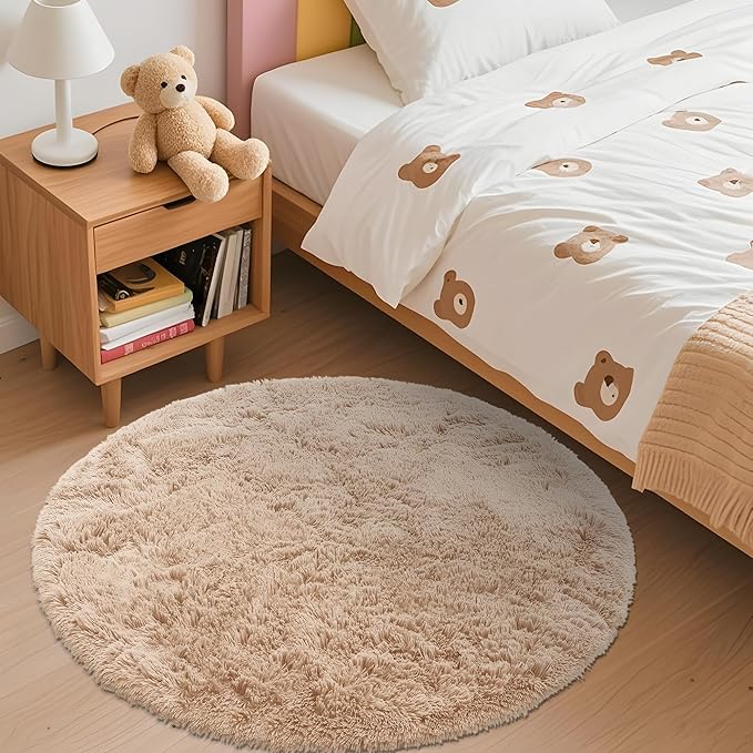 OLANLY Beige Round Rugs for Bedroom - Image 2