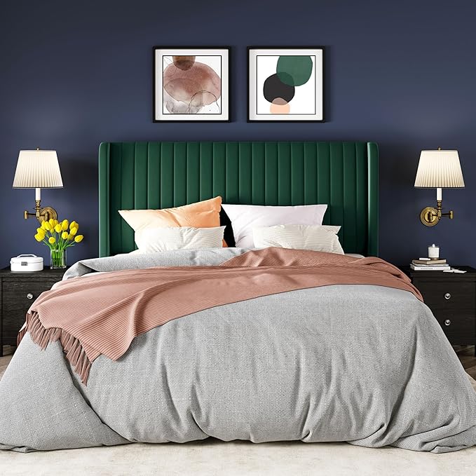 Allewie Full Size Bed Frame/Velvet Upholstered Platform Bed/Vertical Channel - Image 3