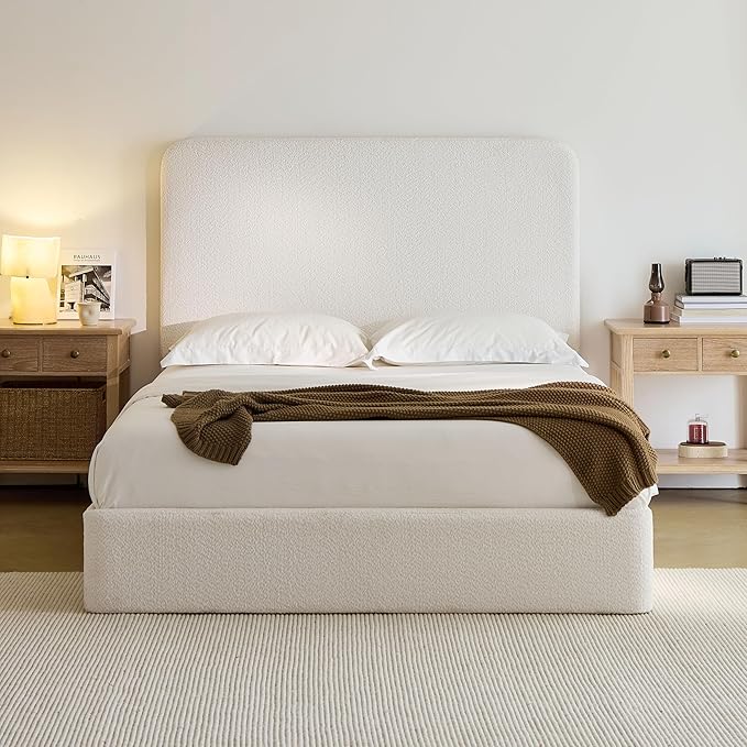 King Size Upholstered Bed Frame, Canter Tall Headboard Floor Platform Beds by Unknown