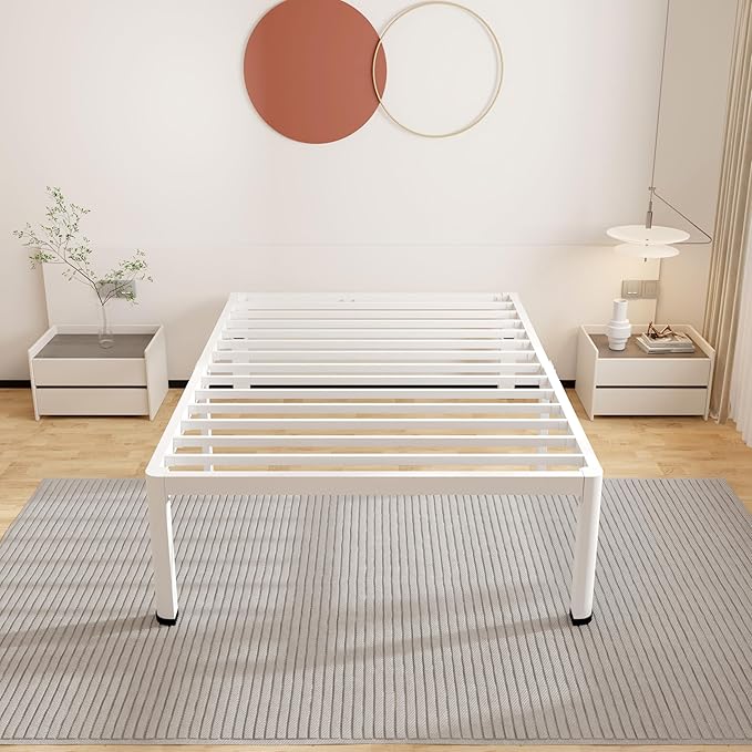 ROIL 18 Inch White Twin Size Bed Frame - Image 8