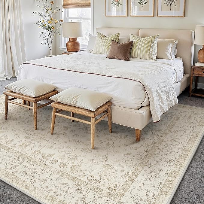 8x10 Brown Area Rug Non Slip Large Vintage Living Room Distressed Machine - Image 5