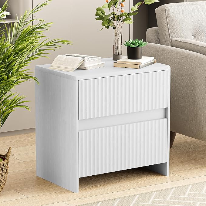Set of 2 Fluted Nightstand, Modern Night Stand - Image 6
