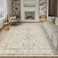 Taupe 8x10 Area Rug Vintage Washable Living Room Carpet Non Slip Bedroom Indoor by PureCozy