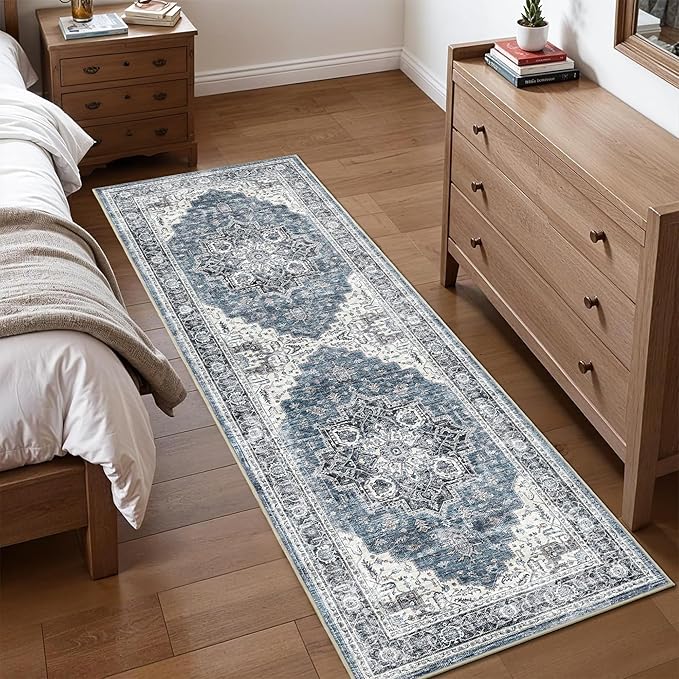 2x6 Vintage Runner Rug Low Pile Runners Non-Slip Machine Washable Rug Retro - Image 3