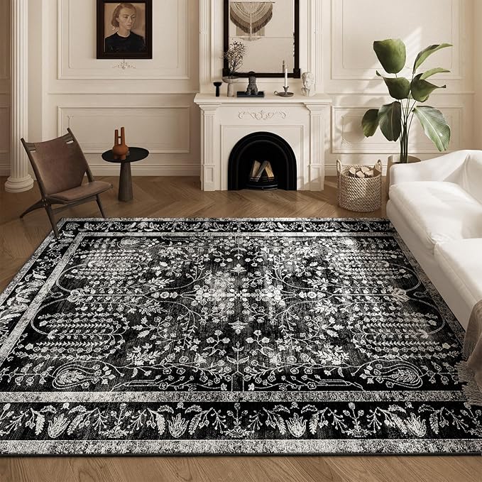 Area Rugs 6x9, Machine Washable Rugs 6x9 Black Large Rug Indoor Floor Non Silp - Image 9