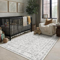 Grey 3x5 Entryway Rug Vintage Area Carpet Indoor Kitchen Washable Door Mat by PureCozy