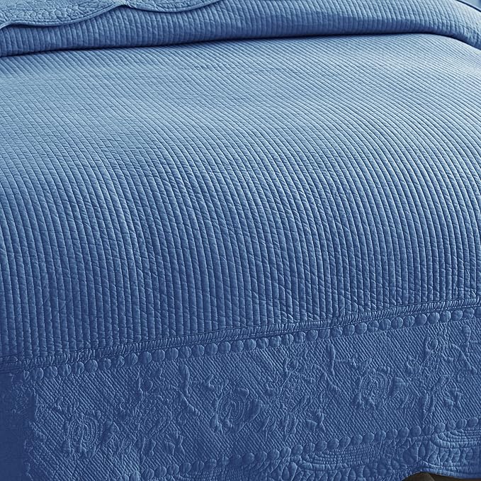 MarCielo 3-Piece 100% Cotton Oversized Bedspread Lightweight Quilt Coverlet - Image 3