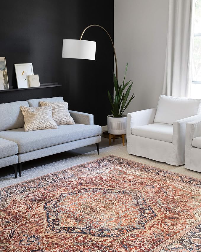 Loloi Layla Collection LAY-08 Red/Navy 2'-0" x 5'-0" .13" Thick Accent Rug - Image 2