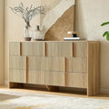 AMERLIFE 63" Fluted 7 Drawer Dresser, Wide Modern Chest of Storage Drawers by Unknown
