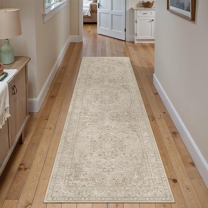 Brown 2x8 Runner Rug Washable Vintage Long Carpet - Image 3