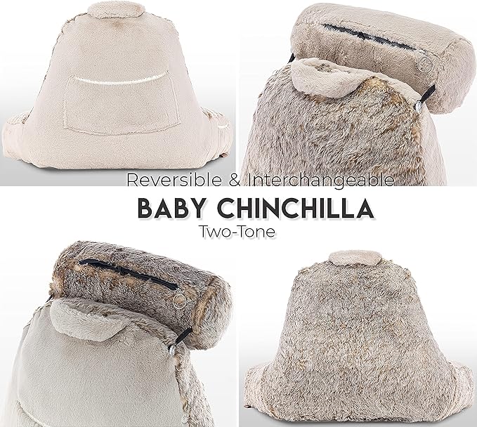 Husband Pillow XXL Ultra Rare Baby Chinchilla Backrest, Two-Tone Reversible - Image 8
