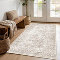 FMFUNCTEX 3x5 Washable Area Rug Beige Vintage Neutral Non Slip Low Pile by Fmfunctex