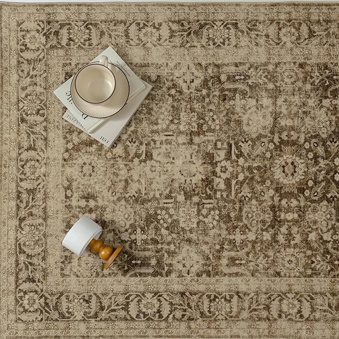 Brown 2x3 Entryway Area Rug Machine Washable Doormat Kitchen Vintage Distressed - Image 8