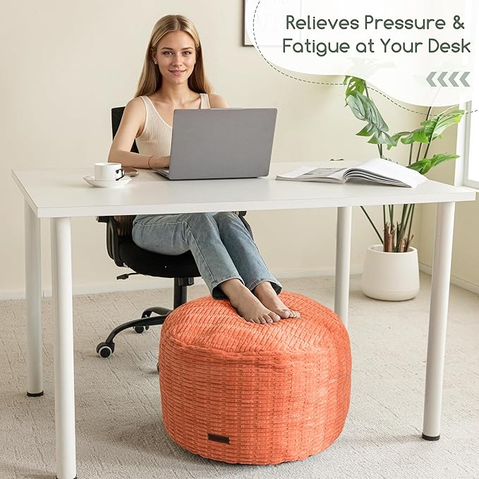 HIGOGOGO Pouf Ottoman Stuffed Round Modern Foam Filled Foot Rest Poufs - Image 3