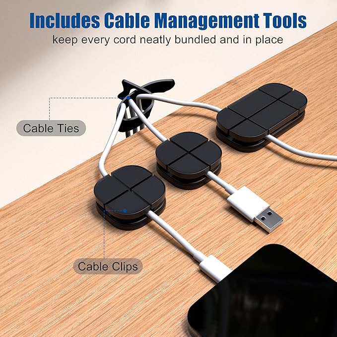 2 Pack 17" Under Desk Cable Management Tray, Metal Wire Management Standing - Image 5