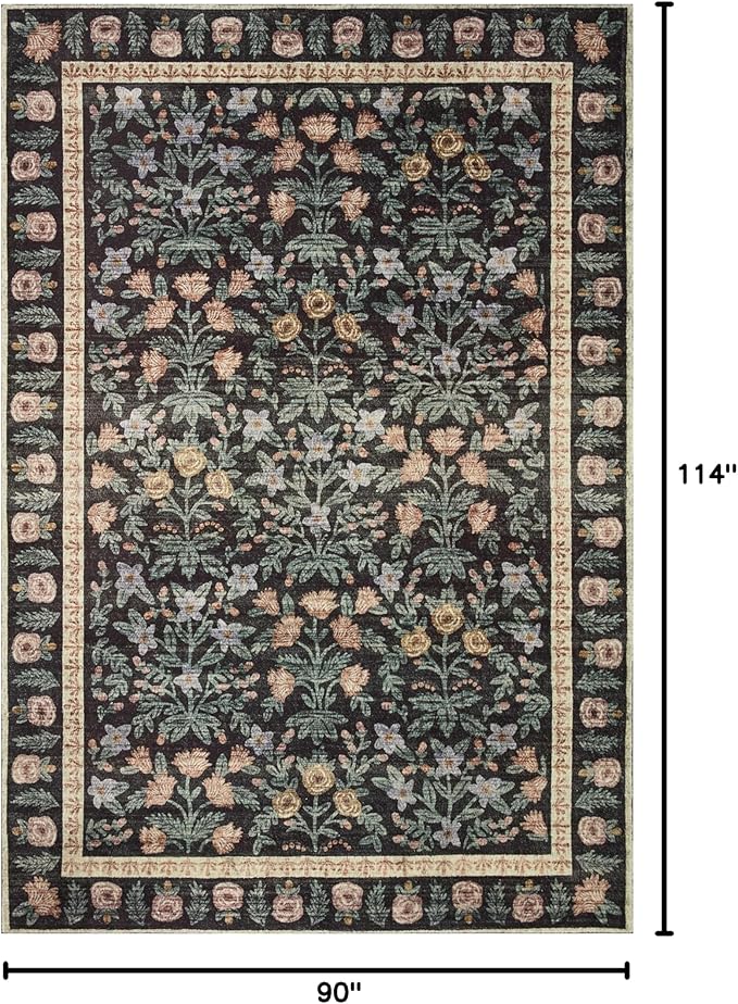 Loloi Rifle Paper Co. Eden Collection EDE-02 Mughal Garden Black 7'-6" x 9'-6" - Image 2