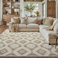 Ivory Brown 6x9 Area Rug Washable Living Room Moroccan Shag Carpet Non Slip by PureCozy