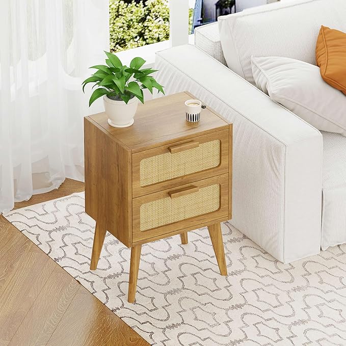 YAUKOMEL Rattan Nightstand, End Table, Side Table - Image 5