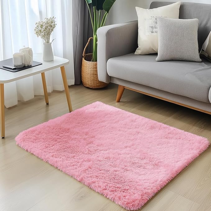 OLANLY 2x3 Machine Washable Small Bedside Rug, Soft Fluffy Shaggy Entryway - Image 4