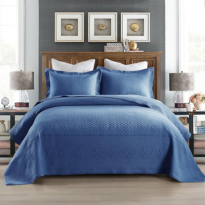 MarCielo 3-Piece 100% Cotton Oversized Bedspread Lightweight Quilt Coverlet - Image 8