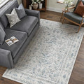 Blue 4x6 Entryway Rug Vintage Area Carpet Indoor Office Washable Door Mat by PureCozy