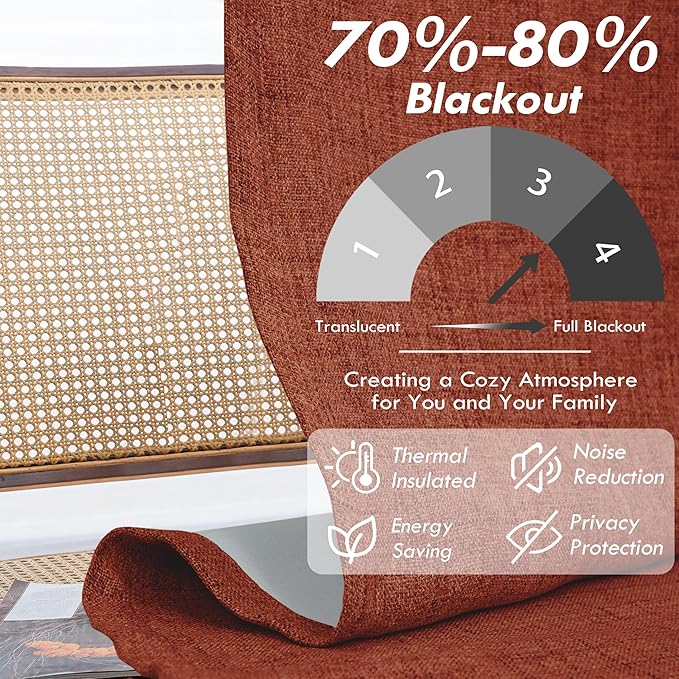 DriftAway Double Layer Linen Blackout Tie Up Curtains Thermal Insulated Fully - Image 3