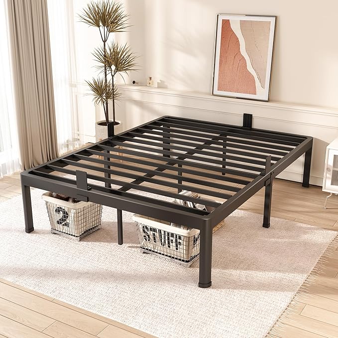 FUIOBYVV King Bed Frame with Round Corner Edge Legs 18 inch High 3500 lbs Heavy - Image 2