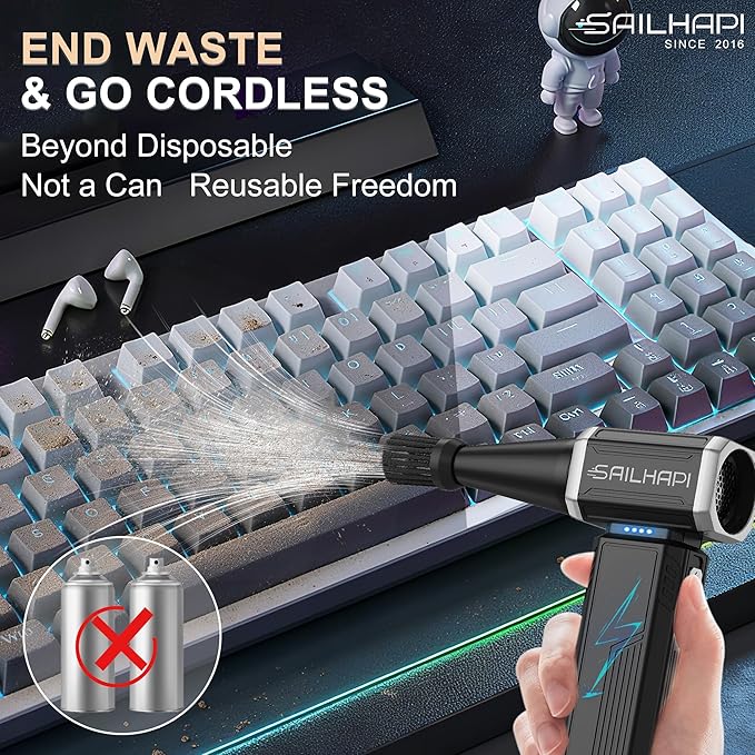 Powerful Air Duster 300000RPM, Handheld Office Duster Blower Replaced Can of Air - Image 3