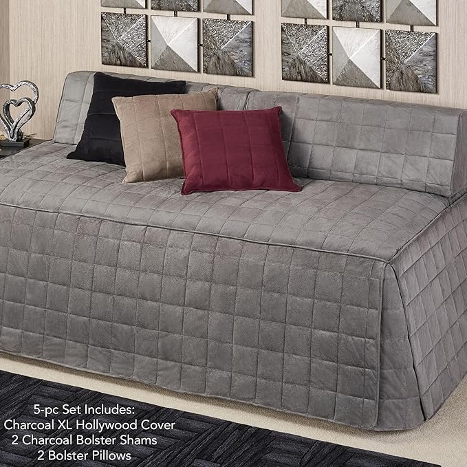 Camden Luxury Bedding | Charcoal Gray Color | Fitted Hollywood Daybed Bedding | - Image 2